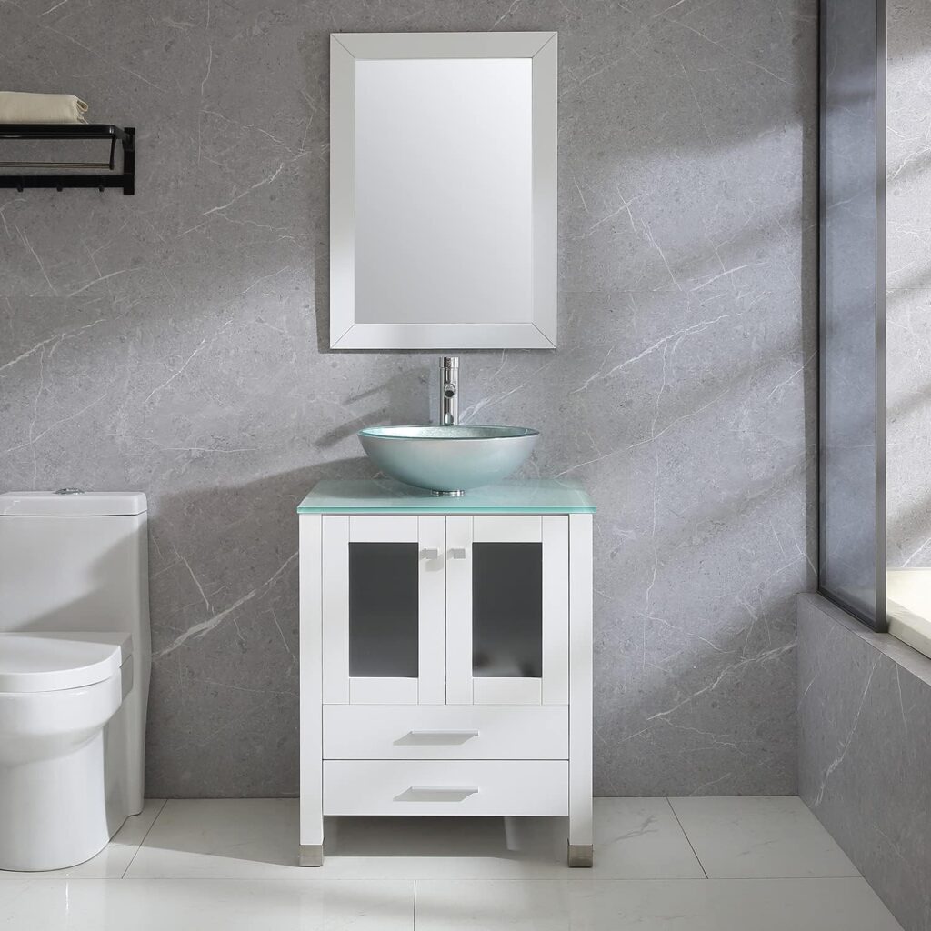 Wood Bathroom vanity - Wonline White Bathroom Vanity